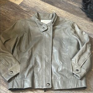 Valette Taupe genuine lamb Leather Jacket L